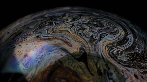 Soap Bubble Macro Rainbow Colors Creating Colorful Foam Soap Bubble — Stockvideo