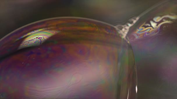 Soap Bubble Macro Rainbow Colors Creating Colorful Foam Soap Bubble — Stock Video