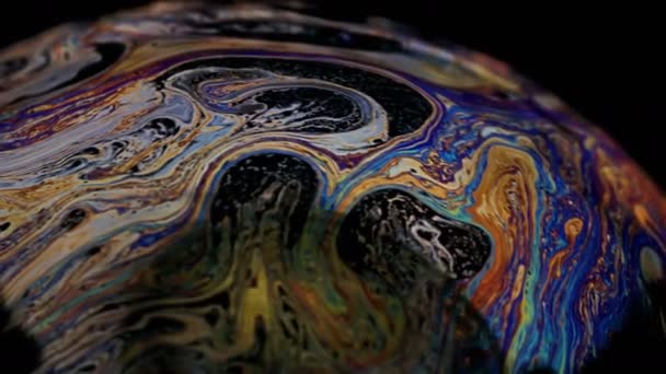 Soap Bubble Macro Rainbow Colors Creating Colorful Foam Soap Bubble — Stockvideo