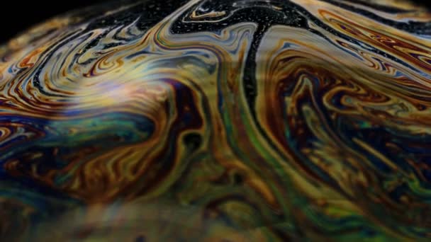 Soap Bubble Macro Rainbow Colors Creating Colorful Foam Soap Bubble — Stock Video