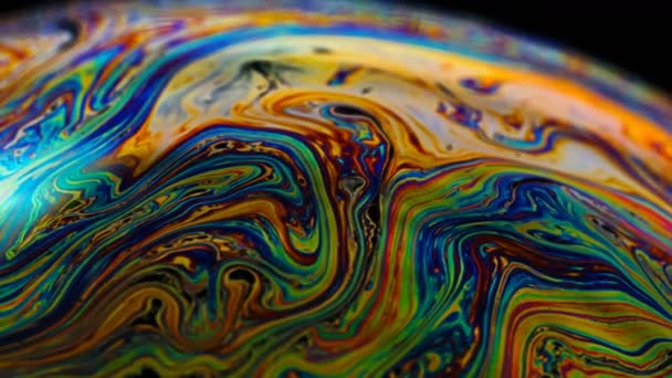 Soap Bubble Macro Rainbow Colors Creating Colorful Foam Soap Bubble — Stock Video