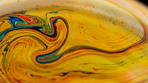 Soap Bubble Macro Rainbow Colors Creating Colorful Foam Soap Bubble — Stock Video