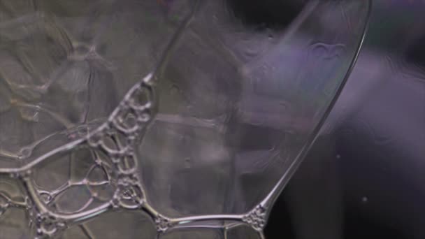 Foam Bubbles Popping Slow Motion Macro Soap Foam Bubbles Rainbow — Stock Video