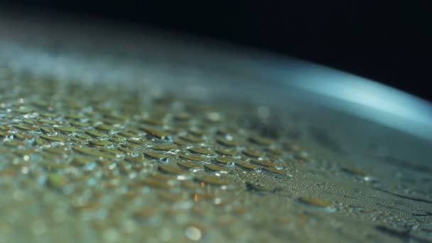 Pan Lid Steam Droppar Matlagning Process Koka Mat Vatten Bubblor — Stockvideo