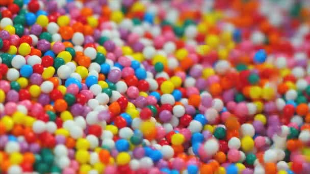Colorful Macro Filling Sprinkles Sweet Sugar Candy Flow Cover Footage — Stock Video