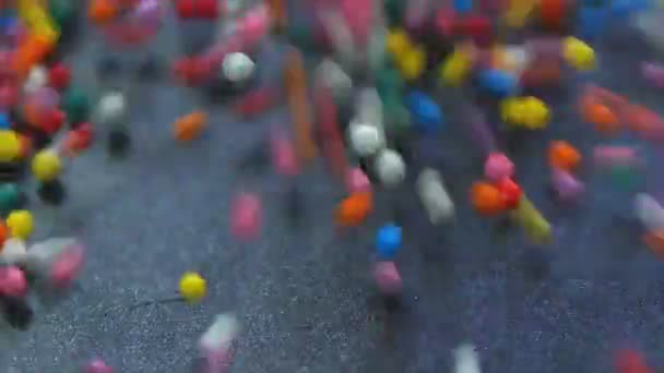 Kleurrijke Macro Vulling Sprinkles Sweet Sugar Candy Flow Cover Beeldmateriaal — Stockvideo