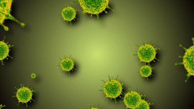 Coronavirus Covid-19 virüsü 2019-ncov pnömoni virüsünün kan örneğidir. Tıbbi Virüs gerçekçi modelleri. Coronavirus duvar kağıdı. Mikroorganizmalar, Patojen bakterileri. Renkli parçacıklar koronavirüs çizimi.