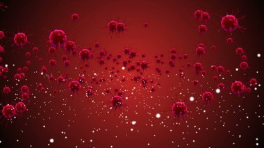 Coronavirus Covid-19 enfekte virüs 2019-ncov pnömoni kanında. Tıbbi Virüs gerçekçi bir model. Coronavirus duvar kağıdı. Mikroorganizmalar, Patojen bakterileri. Parçacıklar.