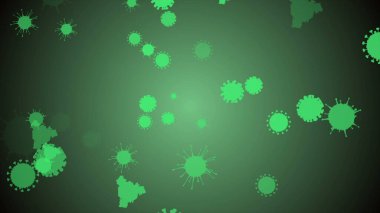 Coronavirus, covid-19 hücreleri, bakteriler, renkli arka planda yüzen bakteriler. Virüs mikro hücre modelleri. Emoji, charachters, ncov gülümseme, covid-19 mikroorganizma bakteri hücreleri mikroskop altında görüş altında.