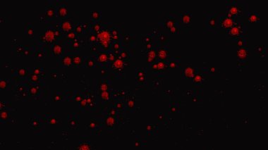 Coronavirus, covid-19 hücreleri, bakteriler, renkli arka planda yüzen bakteriler. Virüs mikro hücre modelleri. Emoji, charachters, ncov gülümseme, covid-19 mikroorganizma bakteri hücreleri mikroskop altında görüş altında.
