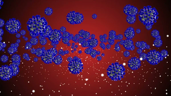 Coronavirus Covid 19例感染病毒2019 Ncov肺炎病例 医学病毒现实模型 Coronavirus壁纸 微生物 病原体细菌 色彩斑斓的粒子 — 图库照片