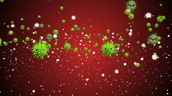 Illustration Coronavirus Covid Cells Bacteria Bacterium Floating Colored Background Virus — Stock Photo, Image