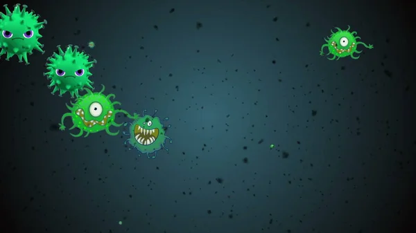 Иллюстрация Коронавируса Ковид Клеток Бактерий Бактерий Плавающих Цветном Фоне Вирусные — стоковое фото