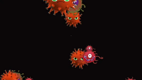Ілюстрація Коронавірусу Коїд Клітин Бактерій Бактерій Плавають Кольоровому Тлі Вірусні — стокове фото