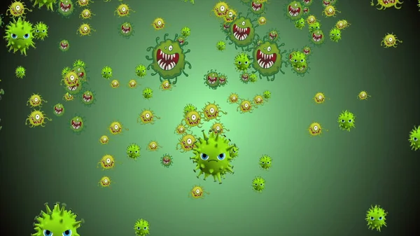Иллюстрация Коронавируса Ковид Клеток Бактерий Бактерий Плавающих Цветном Фоне Вирусные — стоковое фото