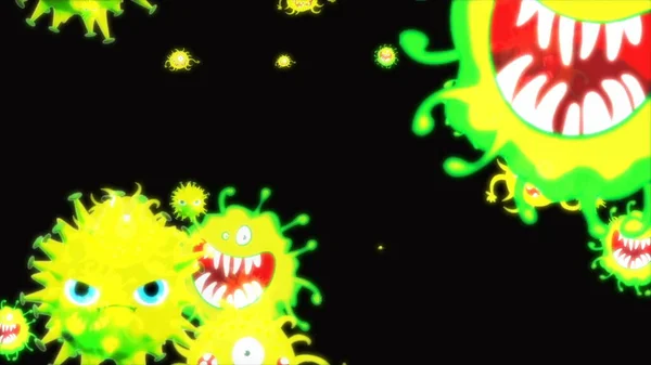 Ilustracja Koronawirusa Komórek Widu Bakterii Bakterii Unoszących Się Kolorowym Tle — Zdjęcie stockowe