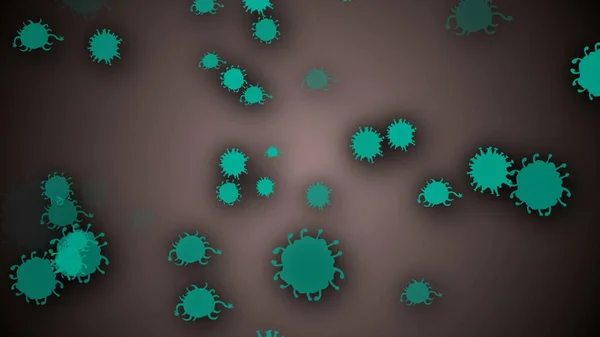 Ilustración Coronavirus Células Covid Bacterias Bacterias Flotando Sobre Fondo Color — Foto de Stock