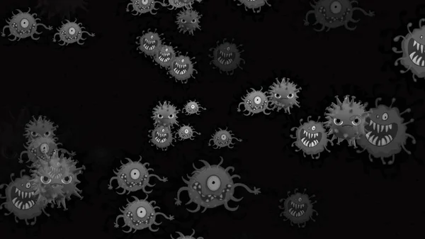 Ilustração Coronavírus Células Covid Bactérias Bactérias Flutuando Sobre Fundo Colorido — Fotografia de Stock