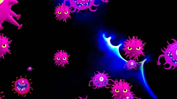 Illustration Coronavirus Covid Cells Bacteria Bacterium Floating Colored Background Virus — Stock Photo, Image