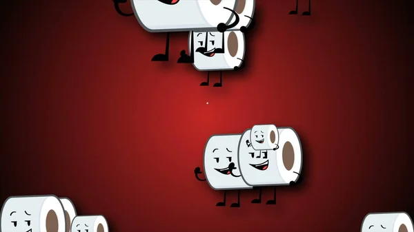 Toilette Rouleau Heureux Particules Emoji Flux Illustration Fond Animation Papier — Photo