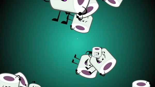 Tuvalet Kağıdı Mutlu Emoji Parçacıkları Akış Çizelgesi Arka Plan Animasyonu — Stok fotoğraf