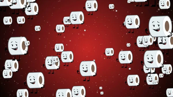 Туалетний Рулон Щасливі Частинки Емодзі Течуть Ілюстрацію Фонової Анімації Туалетний — стокове фото