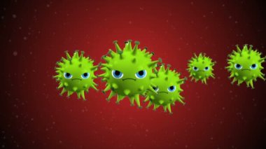 Coronavirus Covid-19 enfekte virüs 2019-ncov pnömoni kanında. Tıbbi Virüs gerçekçi bir model. Coronavirus animasyonu. Mikroorganizmalar, Patojen bakterileri. Parçacıklar.