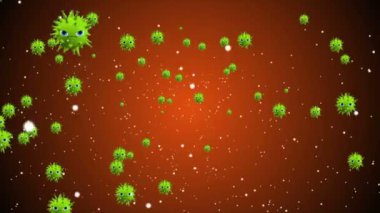 Coronavirus Covid-19 enfekte virüs 2019-ncov pnömoni kanında. Tıbbi Virüs gerçekçi bir model. Coronavirus animasyonu. Mikroorganizmalar, Patojen bakterileri. Parçacıklar.