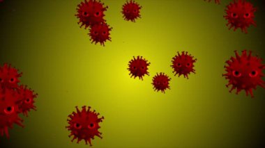 Coronavirus Covid-19 enfekte virüs 2019-ncov pnömoni kanında. Tıbbi Virüs gerçekçi bir model. Coronavirus animasyonu. Mikroorganizmalar, Patojen bakterileri. Parçacıklar.