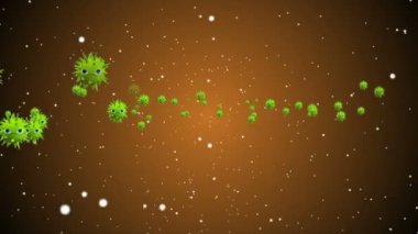 Coronavirus Covid-19 enfekte virüs 2019-ncov pnömoni kanında. Tıbbi Virüs gerçekçi bir model. Coronavirus animasyonu. Mikroorganizmalar, Patojen bakterileri. Parçacıklar.