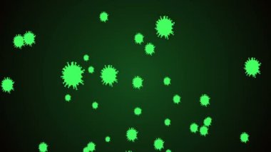 Hücrelerin tıbbi animasyon geçmişi, dünyadaki bakteri virüsleri. İnsan riski virüsü. Coronavirus. Mikroskobik görüntü. Makro hücre modelleri yüzüyor.