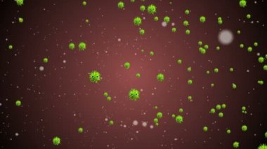 Hücrelerin tıbbi animasyon geçmişi, dünyadaki bakteri virüsleri. İnsan riski virüsü. Coronavirus. Mikroskobik görüntü. Makro hücre modelleri yüzüyor.