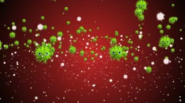 Hücrelerin tıbbi animasyon geçmişi, dünyadaki bakteri virüsleri. İnsan riski virüsü. Coronavirus. Mikroskobik görüntü. Makro hücre modelleri yüzüyor.