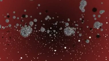 Hücrelerin tıbbi animasyon geçmişi, dünyadaki bakteri virüsleri. İnsan riski virüsü. Coronavirus. Mikroskobik görüntü. Makro hücre modelleri yüzüyor.