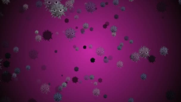 医学动画背景下的细胞 细菌病毒在世界上 人类危险病毒 Coronavirus 微观的观点 宏观细胞模型漂浮 — 图库视频影像