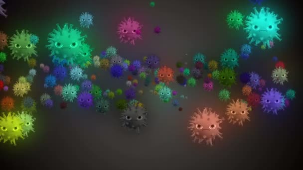 Fondo Animación Médica Las Células Virus Bacterias Mundo Virus Riesgo — Vídeo de stock