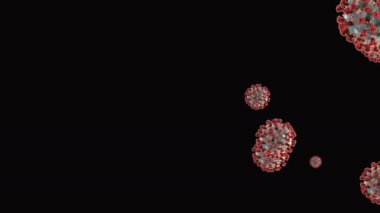 Hücrelerin tıbbi animasyon geçmişi, dünyadaki bakteri virüsleri. İnsan riski virüsü. Coronavirus. Mikroskobik görüntü. Makro hücre modelleri yüzüyor.