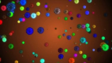 Hücrelerin tıbbi animasyon geçmişi, dünyadaki bakteri virüsleri. İnsan riski virüsü. Coronavirus. Mikroskobik görüntü. Makro hücre modelleri yüzüyor.