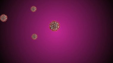 Hücrelerin tıbbi animasyon geçmişi, dünyadaki bakteri virüsleri. İnsan riski virüsü. Coronavirus. Mikroskobik görüntü. Makro hücre modelleri yüzüyor.