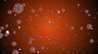 Hücrelerin tıbbi animasyon geçmişi, dünyadaki bakteri virüsleri. İnsan riski virüsü. Coronavirus. Mikroskobik görüntü. Makro hücre modelleri yüzüyor.