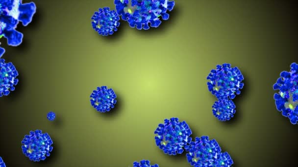 医学动画背景下的细胞 细菌病毒在世界上 人类危险病毒 Coronavirus 微观的观点 宏观细胞模型漂浮 — 图库视频影像