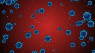 Hücrelerin tıbbi animasyon geçmişi, dünyadaki bakteri virüsleri. İnsan riski virüsü. Coronavirus. Mikroskobik görüntü. Makro hücre modelleri yüzüyor.