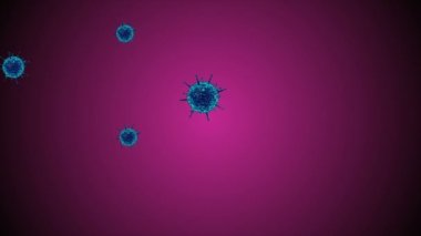 Hücrelerin tıbbi animasyon geçmişi, dünyadaki bakteri virüsleri. İnsan riski virüsü. Coronavirus. Mikroskobik görüntü. Makro hücre modelleri yüzüyor.