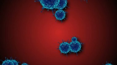 Hücrelerin tıbbi animasyon geçmişi, dünyadaki bakteri virüsleri. İnsan riski virüsü. Coronavirus. Mikroskobik görüntü. Makro hücre modelleri yüzüyor.