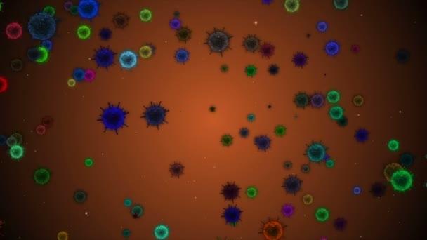 医学动画背景下的细胞 细菌病毒在世界上 人类危险病毒 Coronavirus 微观的观点 宏观细胞模型漂浮 — 图库视频影像