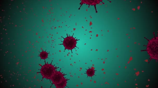 細胞の医学的アニメーション背景 世界の細菌ウイルス 人間の危険性ウイルス コロナウイルス 顕微鏡画像 フローティングマクロセルモデル — ストック動画