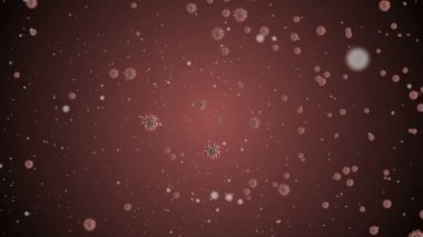 Hücrelerin tıbbi animasyon geçmişi, dünyadaki bakteri virüsleri. İnsan riski virüsü. Coronavirus. Mikroskobik görüntü. Makro hücre modelleri yüzüyor.