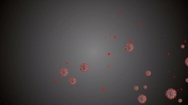Hücrelerin tıbbi animasyon geçmişi, dünyadaki bakteri virüsleri. İnsan riski virüsü. Coronavirus. Mikroskobik görüntü. Makro hücre modelleri yüzüyor.