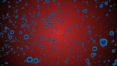 Hücrelerin tıbbi animasyon geçmişi, dünyadaki bakteri virüsleri. İnsan riski virüsü. Coronavirus. Mikroskobik görüntü. Makro hücre modelleri yüzüyor.