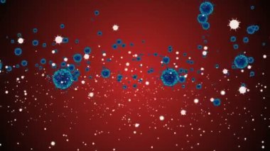 Hücrelerin tıbbi animasyon geçmişi, dünyadaki bakteri virüsleri. İnsan riski virüsü. Coronavirus. Mikroskobik görüntü. Makro hücre modelleri yüzüyor.